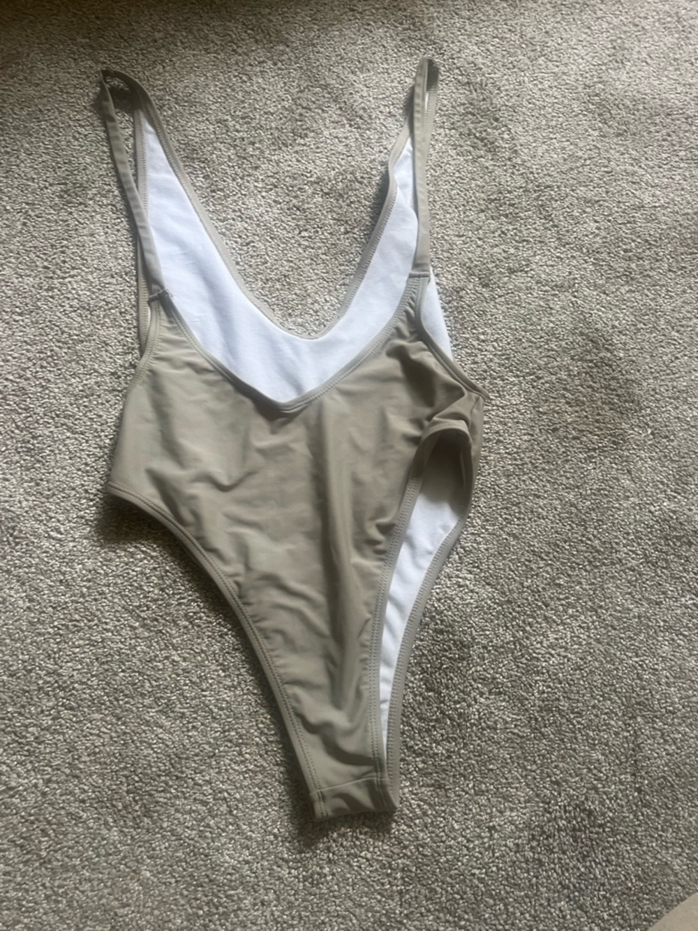 Minimal Scoop-Back One-Piece Swimsuit in Light Taupe - Picture 2 of 2